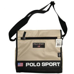 NEW Vintage Polo Sport Ralph Lauren Bag!  Tan With Huge "Polo Sport" & US Flag